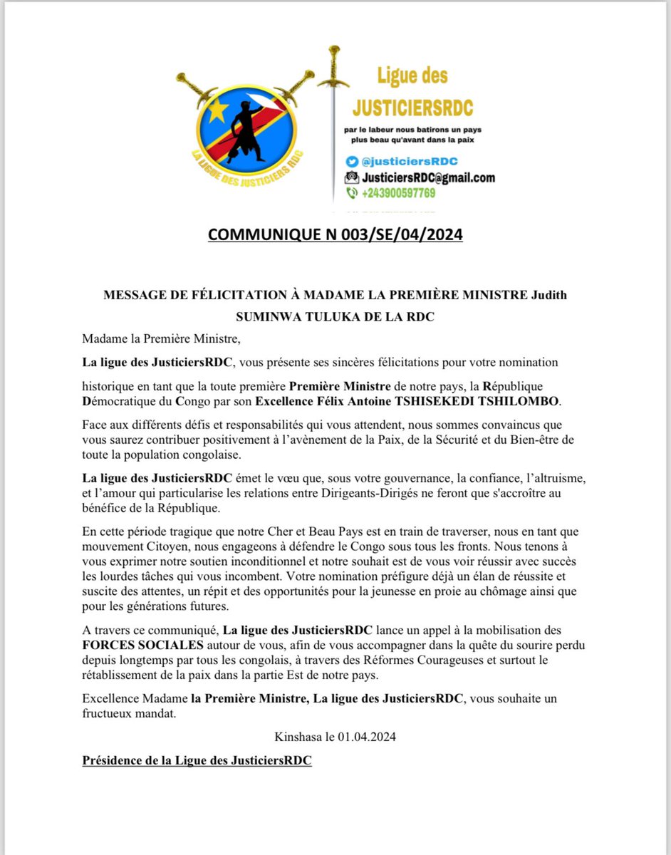 Un pays plus beau s'édifie dans la paix, pas à pas. C'est dans l'unité et l'effort collectif que réside la clé pour façonner un avenir meilleur #DRCongo 🇨🇩