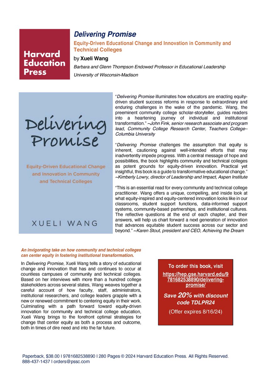 I am proud of this book and perpetually grateful to my research participants for the inspiration! New book from UW-Madison’s Wang highlights innovation at community and technical colleges during the height of the COVID-19 pandemic education.wisc.edu/news/new-book-… via @UWMadEducation