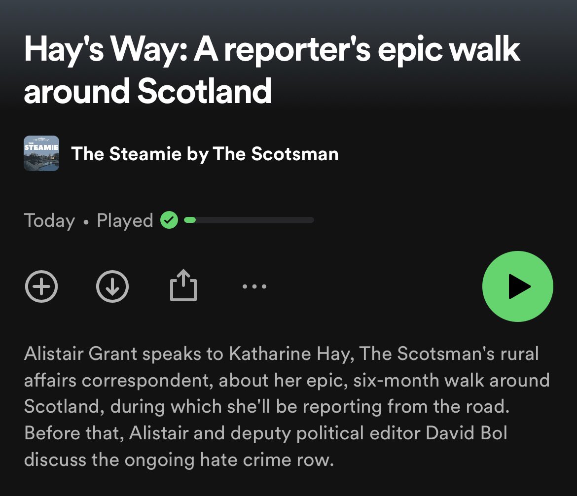 🚨 New episode of The Steamie out now! I spoke to @katharine_hay about her epic, six-month walk around Scotland & the difficulties of reporting on the road. Meanwhile, @mrdavidbol talks hate crime. Spotify: open.spotify.com/episode/29w5tN… Apple Podcasts: podcasts.apple.com/gb/podcast/hay…