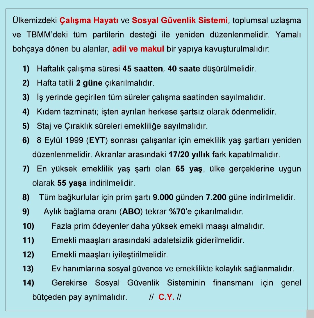 Ülkemizdeki çalışma hayatının ve Sosyal Güvenlik Sisteminin, Köklü bir reforma ihtiyacı var. 👇 #AdilÇalışmaHayatı #AdilSosyalGüvenlikSistemi #2000SonrasıAdalet #EmeklilikteAdalet @RTErdogan @eczozgurozel @dbdevletbahceli @ErbakanFatih