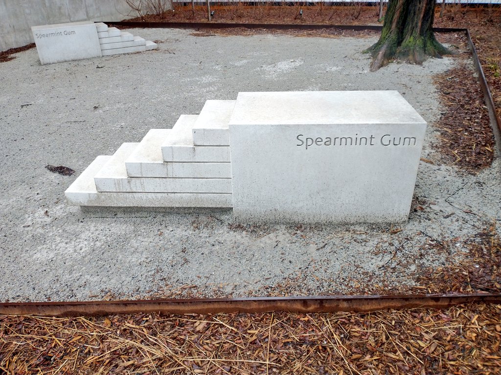 Love this - chewing-gum-shaped benches commemorating the old Wrigley's plant, in the former local industry themed parkette at Carlaw and Badgerow.