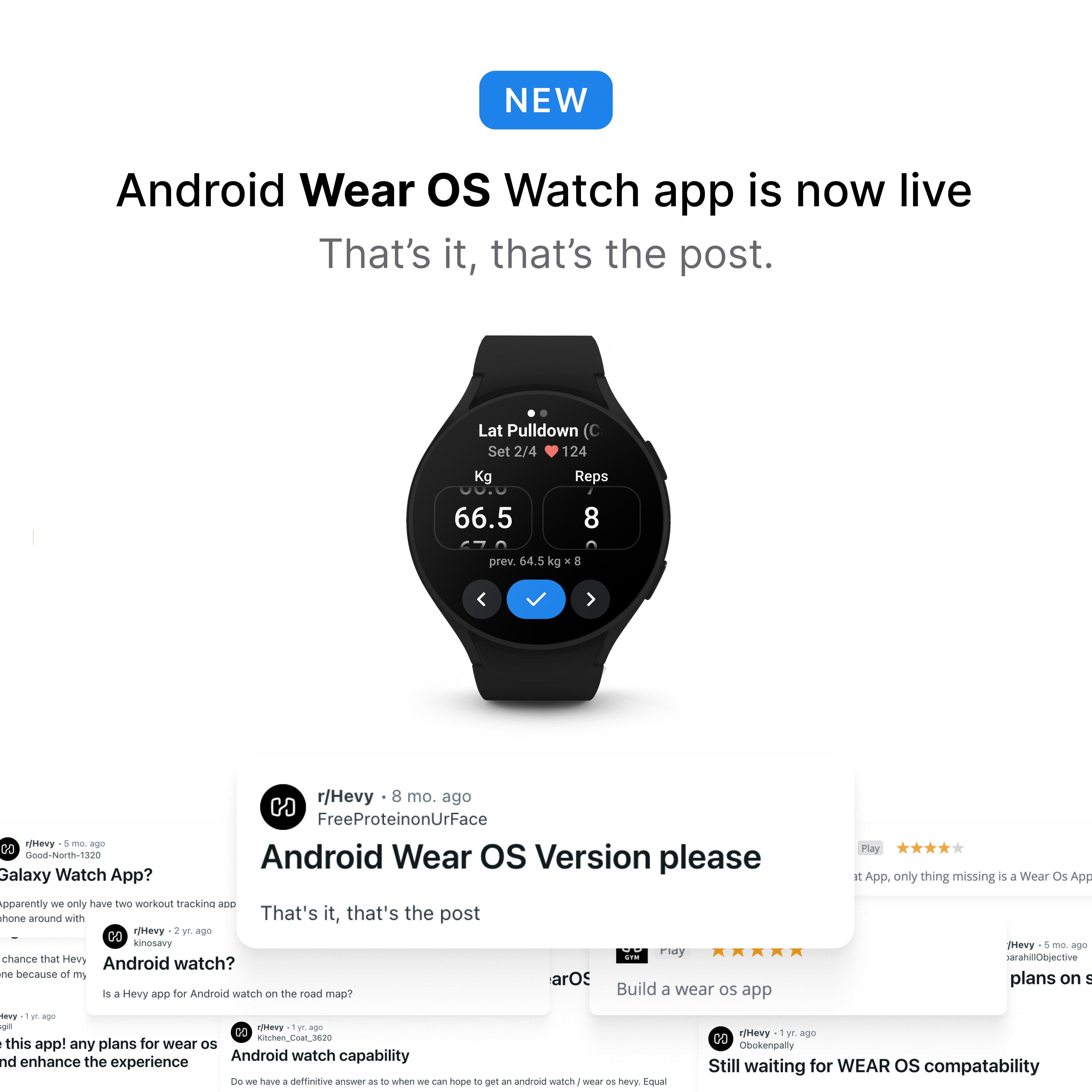 Hevy on X BIG news Our Wear OS app is officially live We ve listened to your requests and worked hard to make it happen. Our team believes we have the