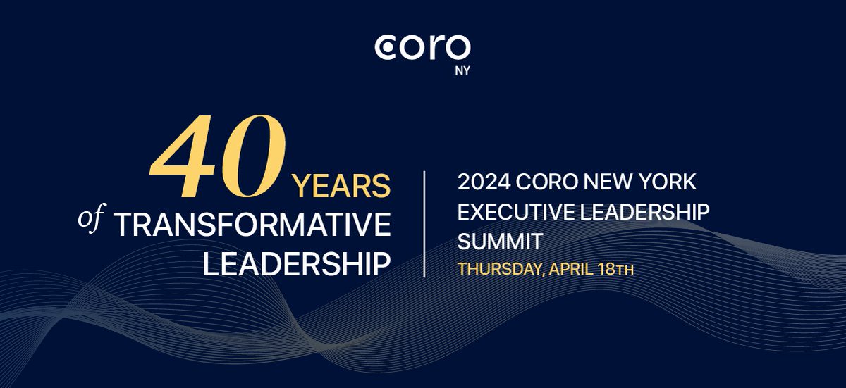 The 2024 Coro New York Executive Leadership Summit promises an exclusive lineup of activities:
🌟 Two exhilarating panel discussions
🌟 An engaging fireside chat
🌟 Interactive Q&amp;A sessions
🌟 Vibrant networking opportunities
🎉 And a cocktail reception!

coronewyork.org/about/2024-exe…
