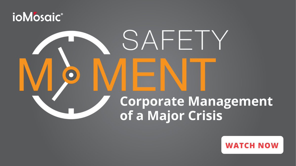 ioMosaic's tweet image. A major crisis can threaten a company’s survival. Watch this PStv® video for guidance on the 3 critical attributes of crisis management: preparation, implementation, and pitfall avoidance. bit.ly/3QJo7C4
#ProcessSafetyManagement #ChemicalSafety