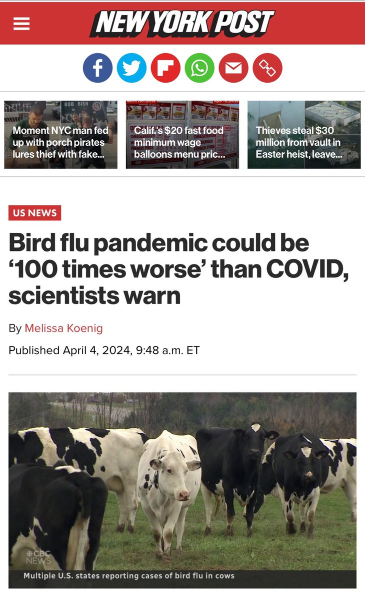 @rawsalerts U.S. collaborates with China to make bird flu more contagious and transmissible to mammals. Here we go again.