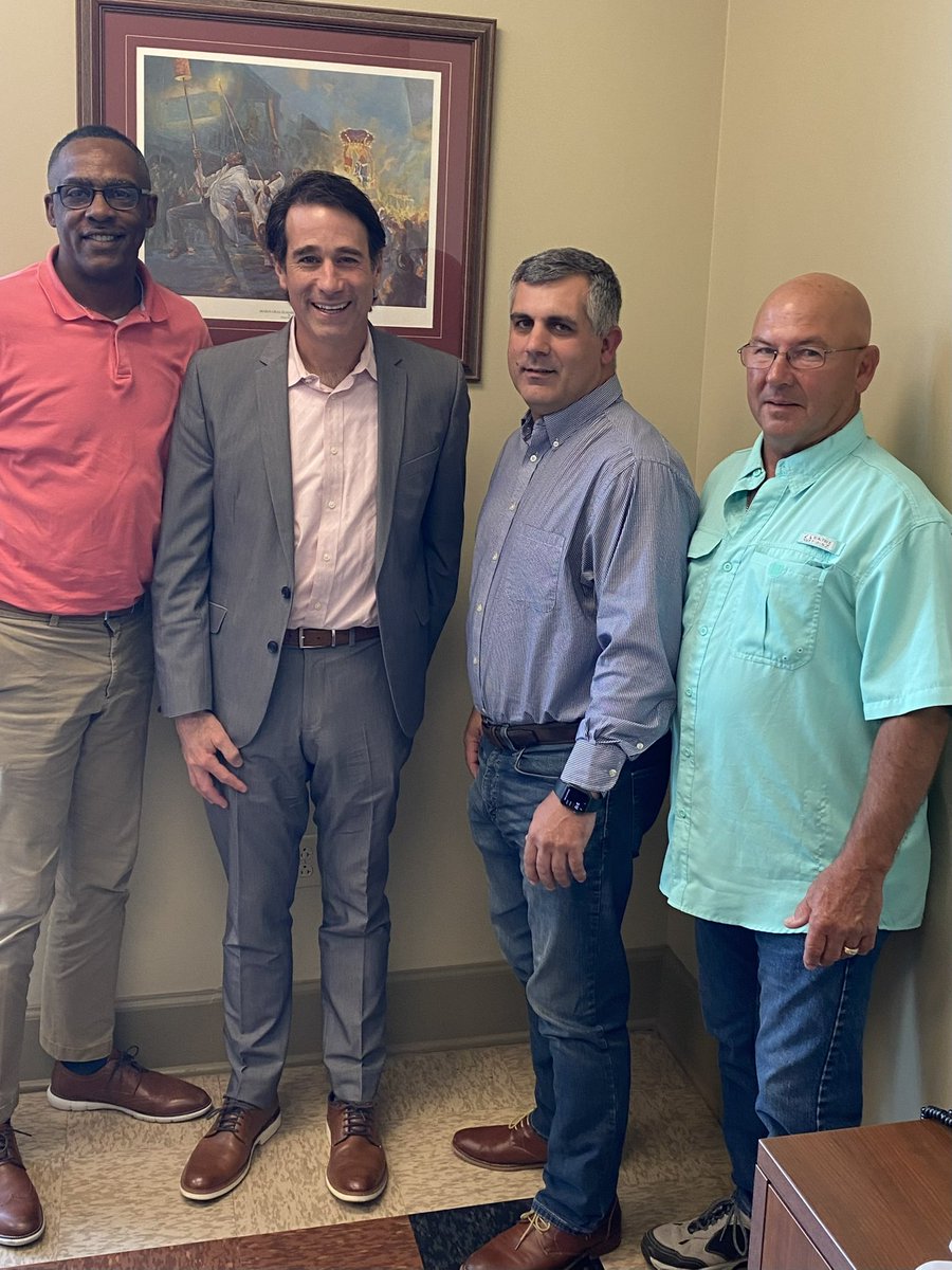 Assumption Police Jury members Leroy Blanchard, Ron Alcorn, Myron Matherne and Jamie Ponville (not pictured) are working on many drainage projects in the parish. We discussed ways to help, and we look forward to our continued work together to tackle Assumption Parish priorities.