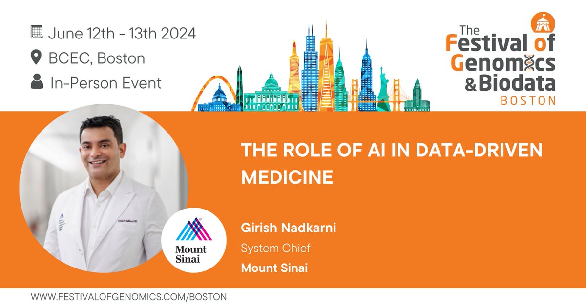 What is the role of AI in data-driven medicine? @Girish_Nadkarni (System Chief, Division of Data Driven and Digital Medicine, Mount Sinai) will be answering this question in June at #FOGBoston! Don’t miss out, register now: hubs.ly/Q02r1Jlr0