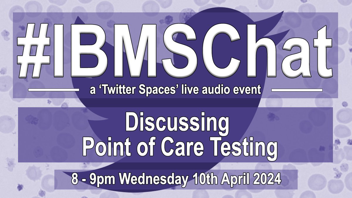 On 10th April, we are hosting our next #IBMSChat on Point of Care Testing #POCT. We're excited to be joined by Rakhee Surti (Milton Keynes University Hospital) &amp; Tony Cambridge (University Hospitals Plymouth). 

Set a reminder for the X/Twitter Space now:
x.com/i/spaces/1rmxP…