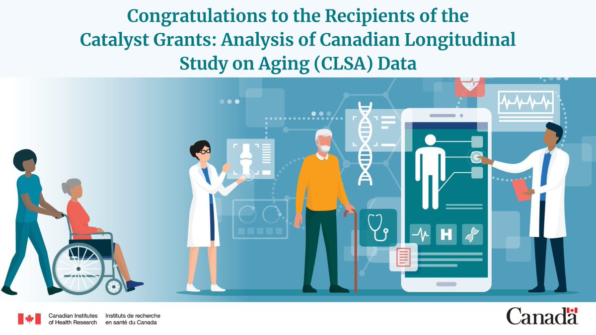Congratulations to the recipients of the Canadian Longitudinal Study on Aging (CLSA): Catalyst Grants! These researchers will be working to improve the health of Canadians by better understanding the aging process. Learn more: ow.ly/20gk50R8qx5