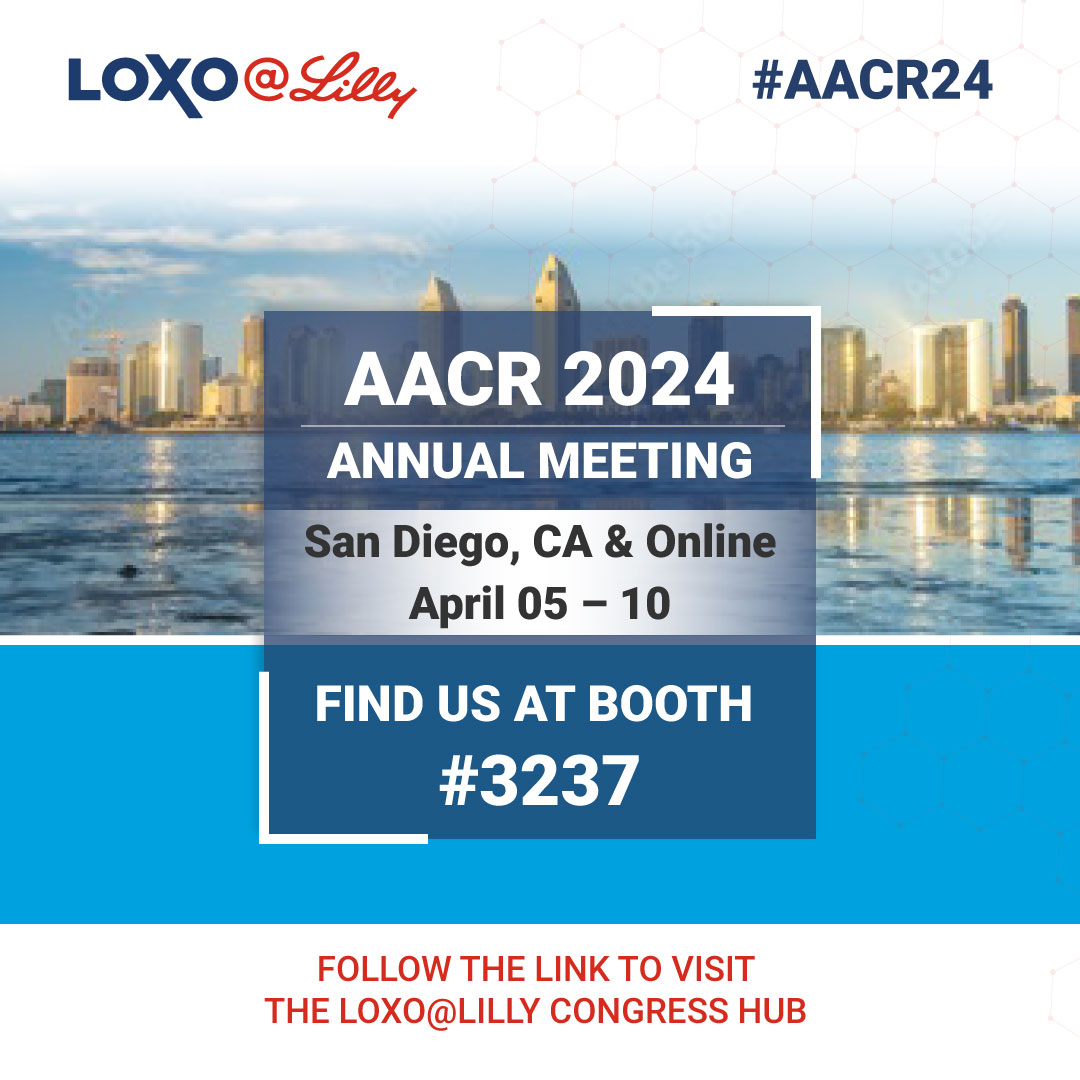 We’re excited to join the #CancerResearch community in San Diego for the @AACR Annual Meeting 2024! Visit us onsite at the Loxo@Lilly booth (3237) or click here to explore our #AACR24 congress hub: e.lilly/3vt6MY4 #ClinicalTrials #KRAS #Nectin4 #SMARCA2(BRM)