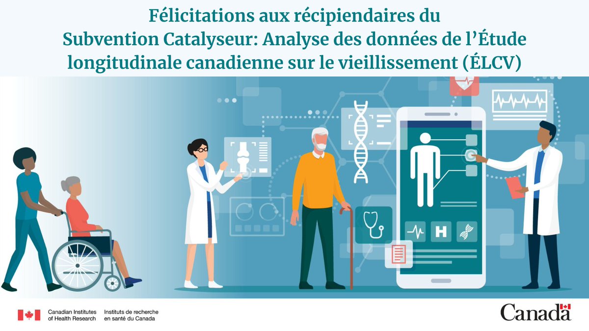 Félicitations aux récipiendaires de la Subvention catalyseur : ÉLCV!

Ces chercheurs s'emploieront à améliorer la santé des Canadien·nes en améliorant nos connaissances sur le processus de vieillissement.

Pour en savoir plus: ow.ly/UWVe50R8t3r
