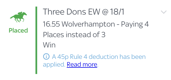 not just favs either! thats a nice big place to go with our 22/1 winner yesterday