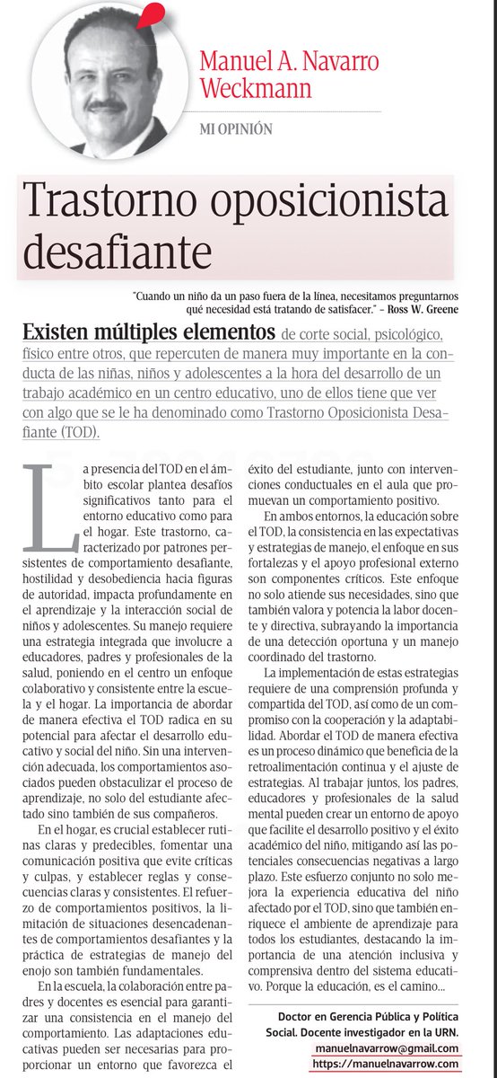 El trabajo con estudiantes que presentan circunstancias complejas llega a ser desafiante por lo que representa un gran reto para su atención en los centros educativos. Para una mejor lectura siga el siguiente enlace: manuelnavarrow.com/2024/04/04/tra…