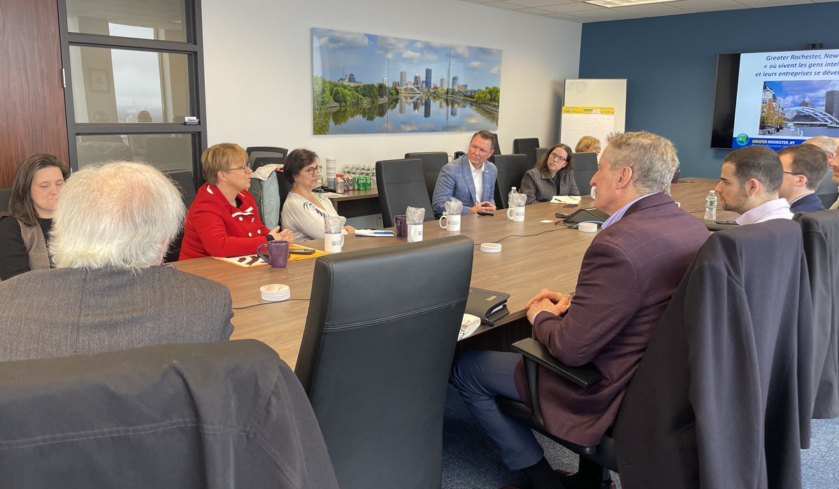 GRE hosted a Rennes, France delegation to discuss #Roc’s economy, businesses growing here, and #GreaterROC's exceptional quality of life. rochesterbiz.com/business-growt… @CityRochesterNY @metropolerennes @RochesterChambr
