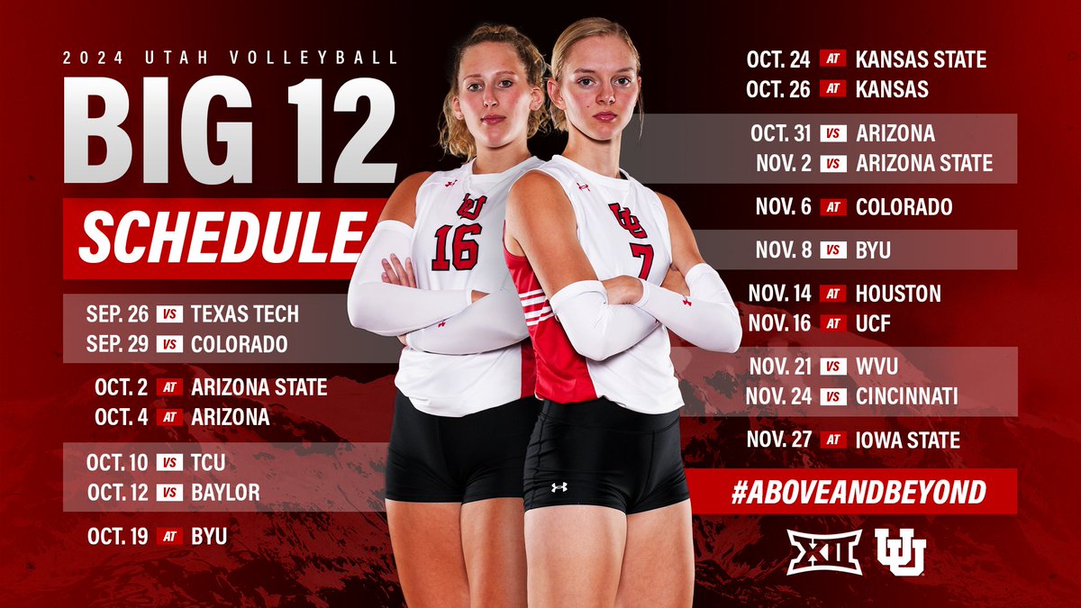 Mark your 🗓 Big things are coming with this Big 12 schedule 🙌 📰 utahutes.com/news/2024/4/4/… #GoUtes