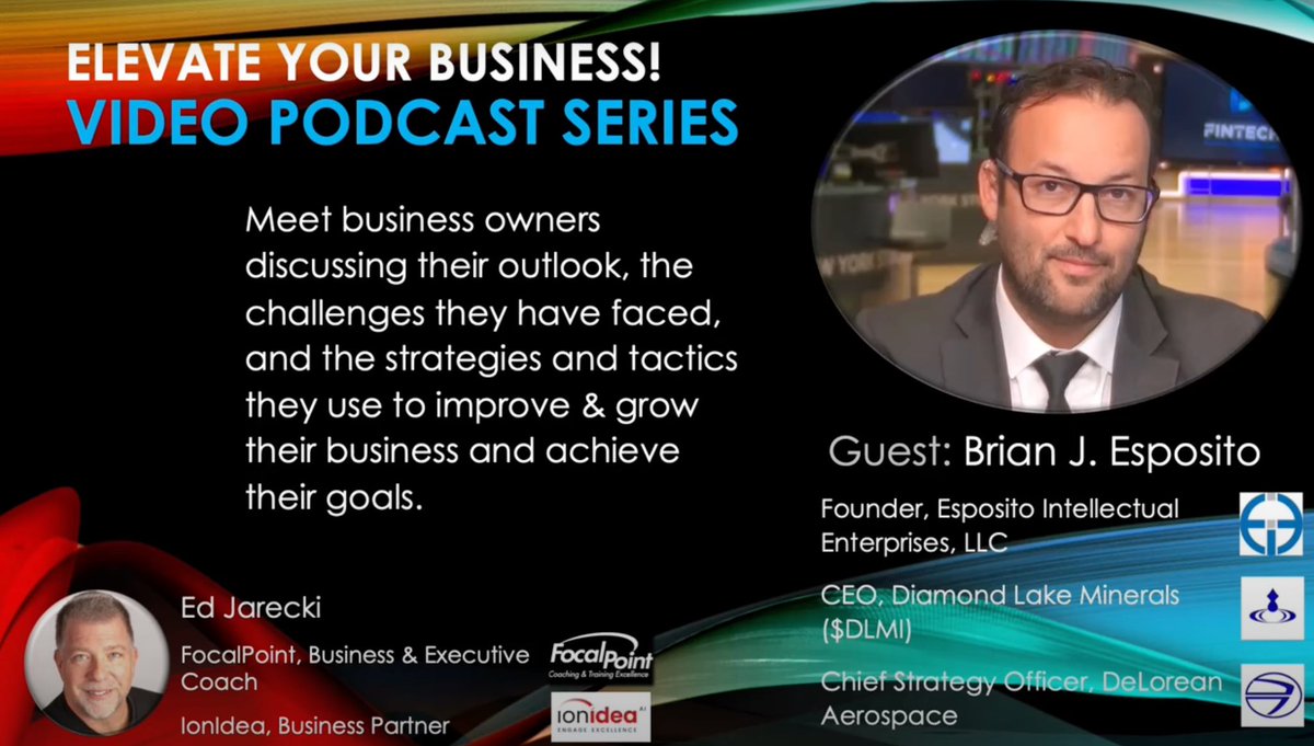 Unlock the secrets to business success and the future of investment with Brian J. Esposito on the 'Elevate Your Business!' podcast, hosted by Ed Jarecki. #ElevateYourBusiness #BrianJEsposito #Tokenization #Innovation #BusinessSuccess #Podcast #DigitalInvestment $DLMI #DLMI #EIE…