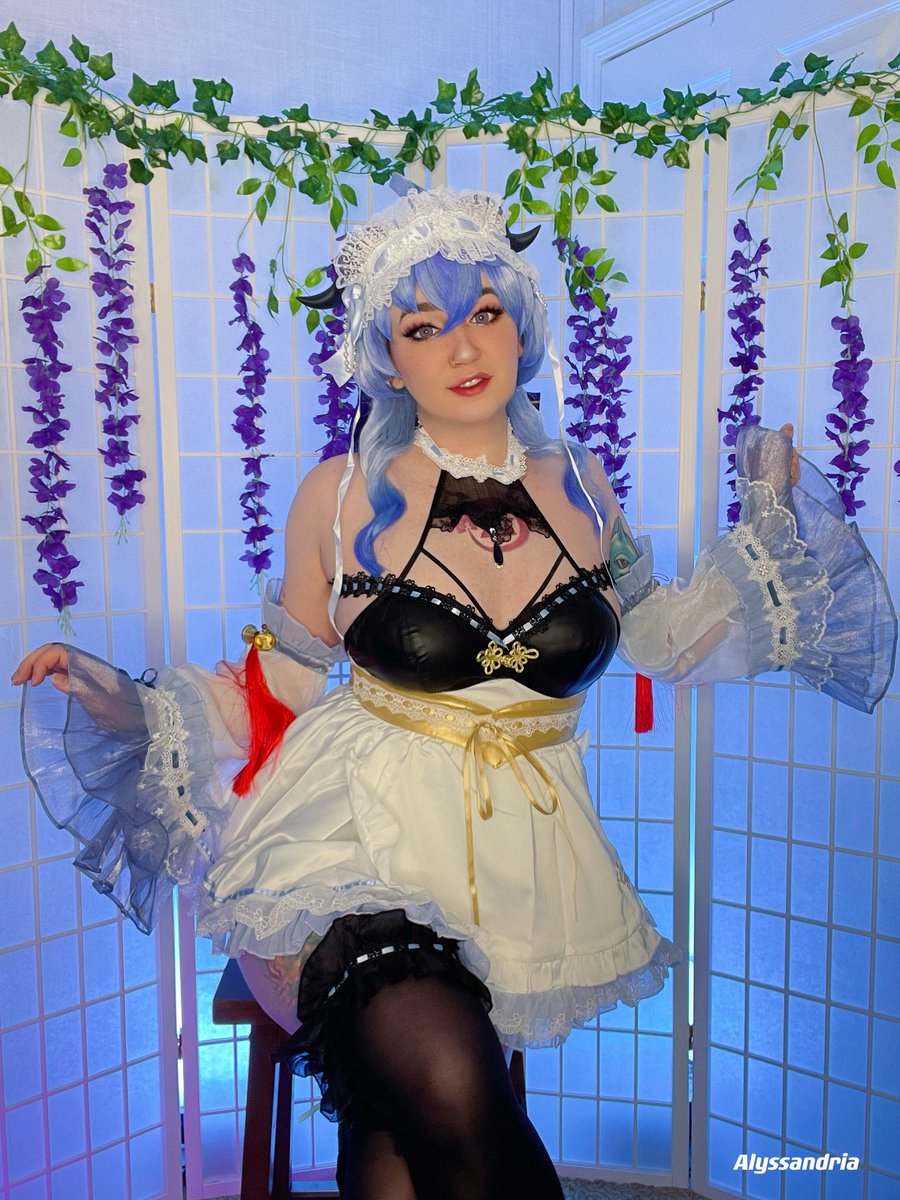 Maid Ganyu from Genshin Impact 💙 ❄️ How can I serve you? Cosplay from @uwowocosplay