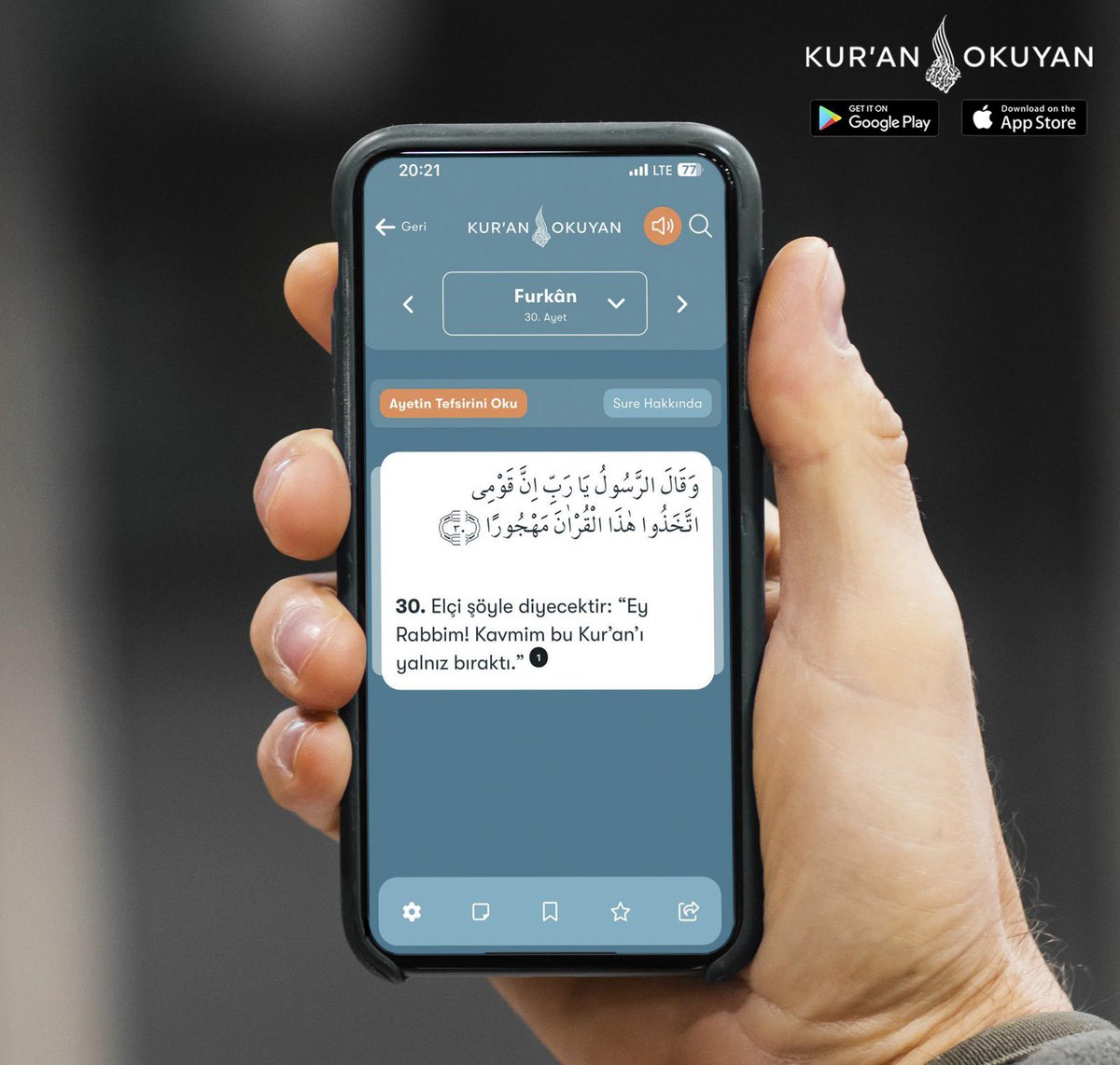 📣 30 ciltlik 📕Kur’an Tefsiri çalışmamızın yeni baskısı yapıldı. 

🔴Tefsirin tamamını ve Sesli Kur’an Mealini “Kur’an Okuyan” mobil uygulamamıza 📱ve kuranokuyan.com websitemize entegre ettik. 

🔗 Tamamen ÜCRETSİZ olarak istifade edebilirsiniz: kuranokuyan.com/app