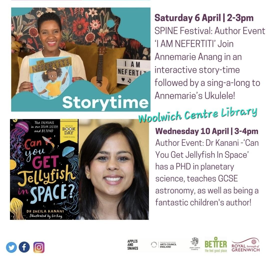 Come & join us @WoolwichLibrary for our amazing author events!🤩 @readingagency @libsconnected @Royal_Greenwich @ApplesAndSnakes #lovelibraries