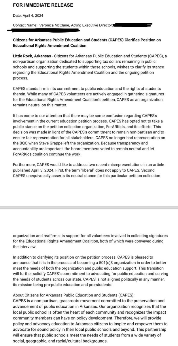 CAPES clarifies position on educational rights amendment coalition #saynotolearns #publicdollarspublicschools