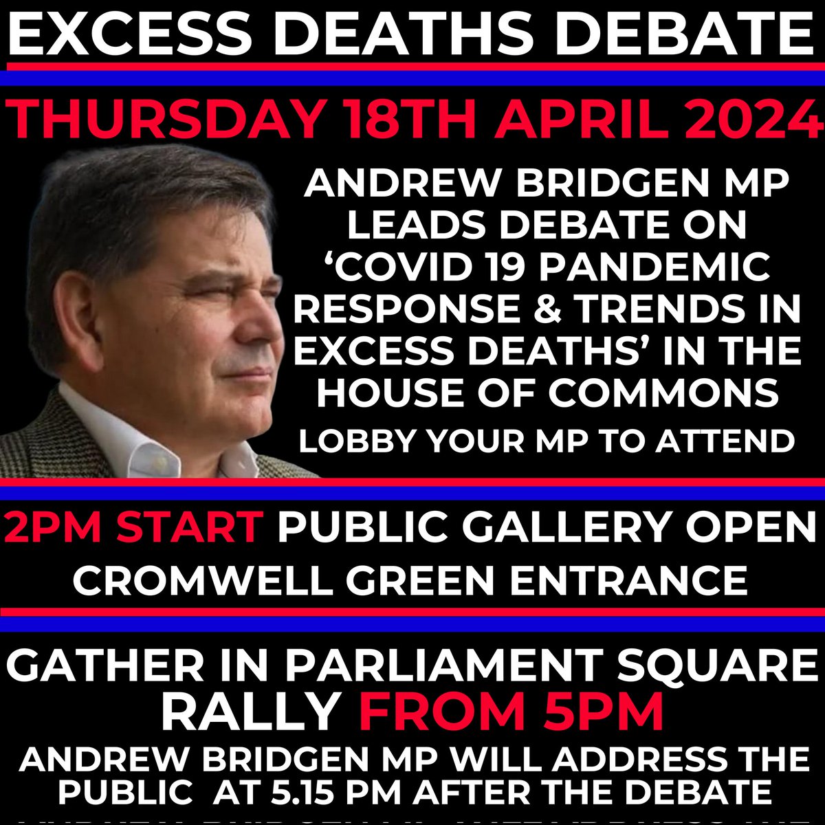 Andrew Bridgen MP continues to represent the interests of the public (something that to all appearances is a rarity in the House of Commons these days!) leading a debate on 'covid 19 pandemic response & trends in excess deaths' on 18th April 2024. It is time that the…