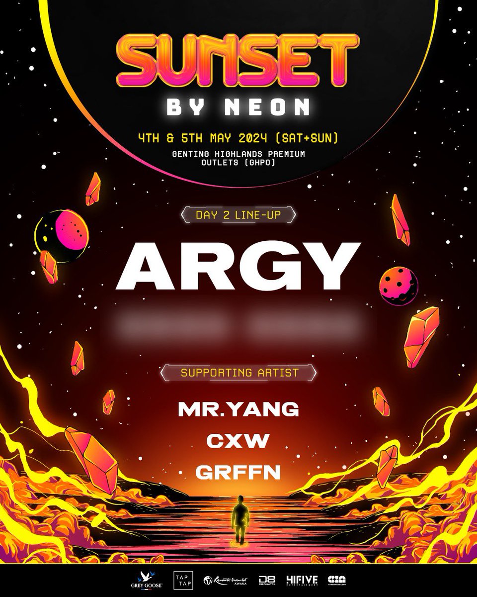 misterAriffin's tweet photo. SUNSET by Neon Day-2 with ARGY and special guest!
Will be up as GRFFN with some deep melodic stuff alongside CXW (@CHKSSANDWHCKBOI) and Mr. Yang (@realmryang)
This is gonna be super fun!
#sunsetbyNEON https://t.co/mJKQtxO9di