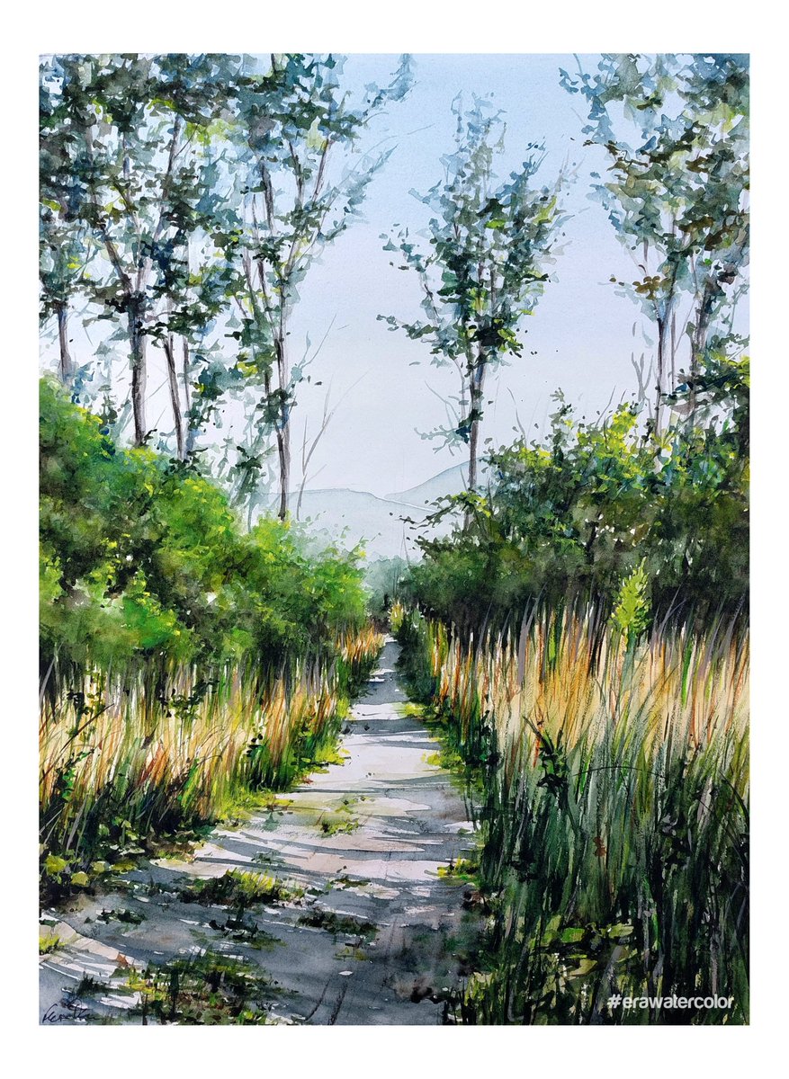 Just walk along the path.
#art #mywork #calmness  #naturelovers #watercolor #arte