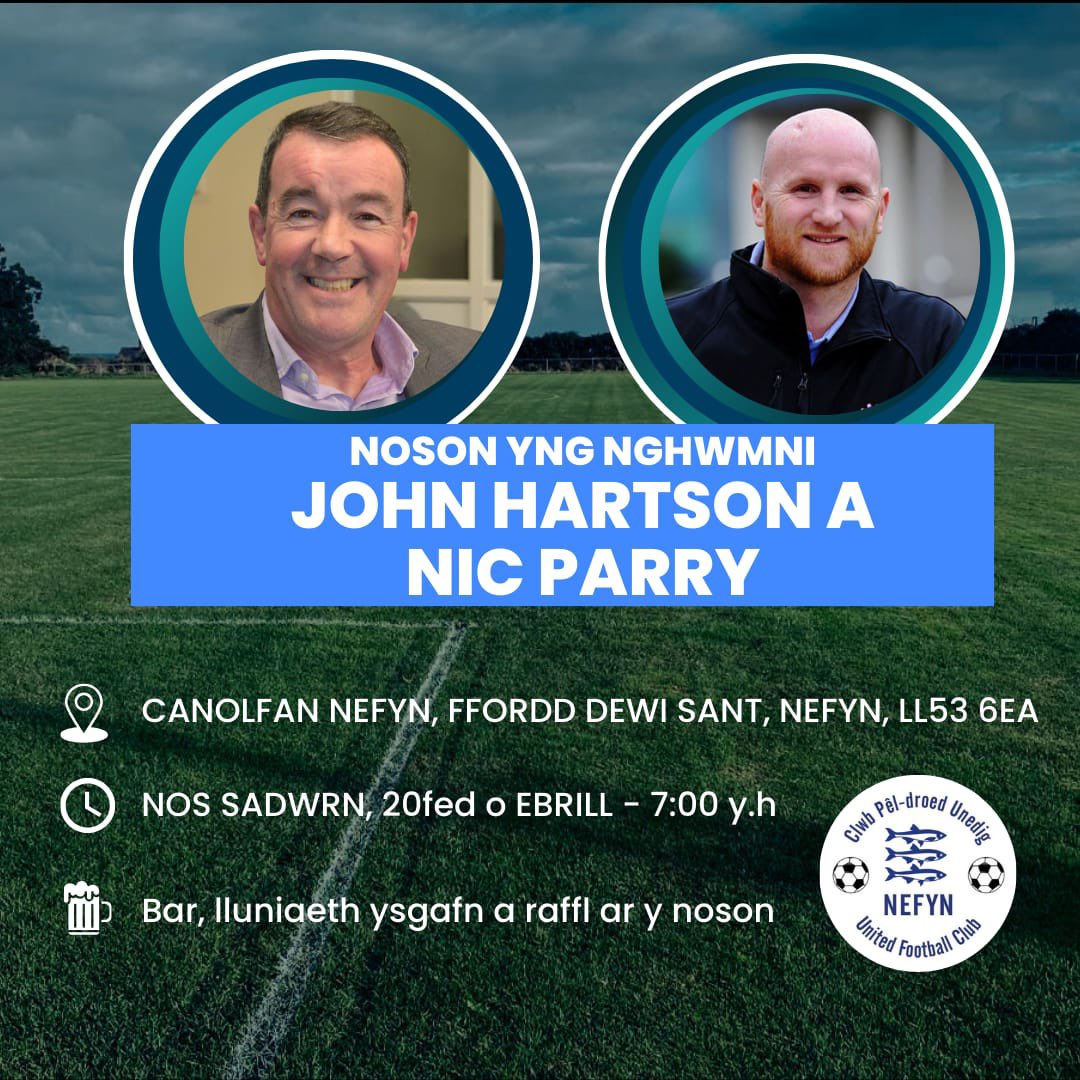 We are pleased to announce that Nic Parry will be joining us for an evening in the company of John Hartson. Thanks to everyone who has supported us so far. There are a limited number of tickets still available. Follow the link below to secure your ticket. eventbrite.co.uk/e/cpd-nefyn-un…