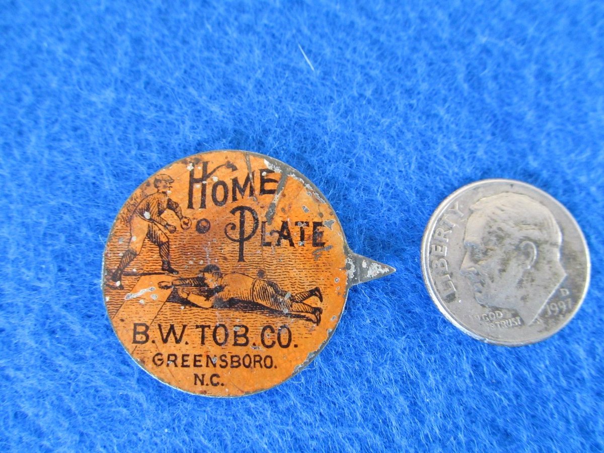 Home Plate Baseball Tobacco Tag Tin Litho Brown & Williamson Tobacco Co. Greensboro,NC