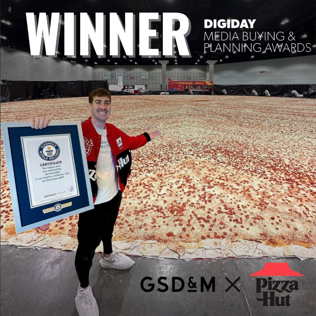 Pizza Hut’s World’s Largest Pizza is not only a Guinness World Record holder but also a Digiday Media Buying and Planning award winner! Shout out to the people who worked so hard to make this happen🍕🏆