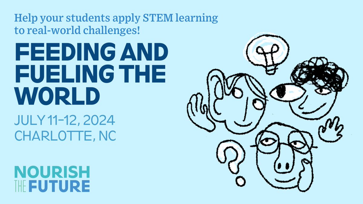 North Carolina bio & life science teachers! Register for @NourishFuture’s Feeding & Fueling the World teacher experience at UNC Charlotte on the science of food production and sustainable fuels. July 11–12. ntf.plus/nc24