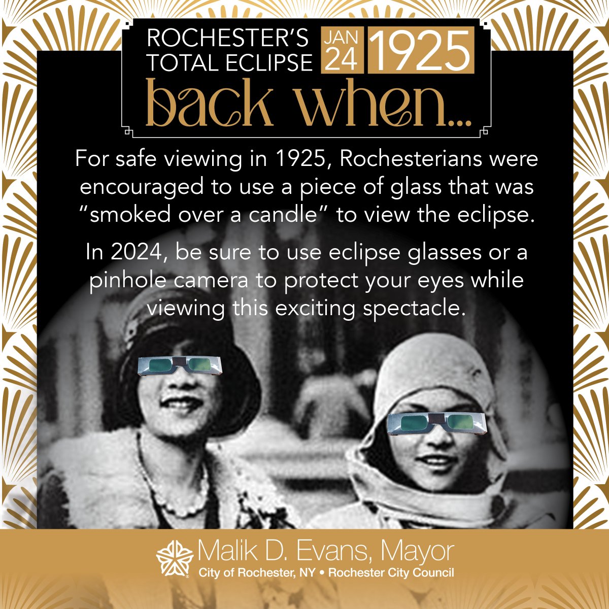 Back in 1925, the last time Rochester witnessed a total solar eclipse, locals had a very different (and low tech) approach to eye protection. #RochesterNY #SolarEclipse2024 #ThrowbackThursday
