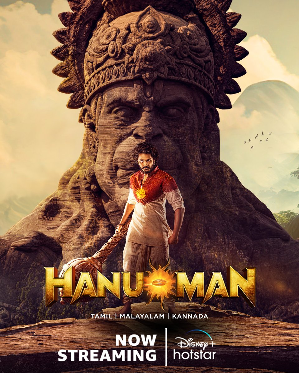 HanuMan is now here #HanuMan is streaming now on Disney+Hotstar It will be available in Tamil, Malayalam and Kannada #HanuManOnHotstar @PrasanthVarma @tejasajja123