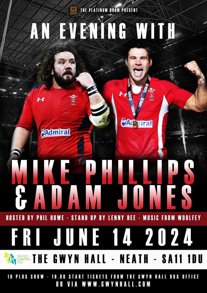 We have balcony and VIP seats available for this event! Tickets can be purchased on gwynhall.com/shows/an-eveni… @OspreysSC @true_osprey @OspreysTrust @mikephillips009 @adamjones3 #ospreysrugby #mikephillips #adamjones #rugby #wales