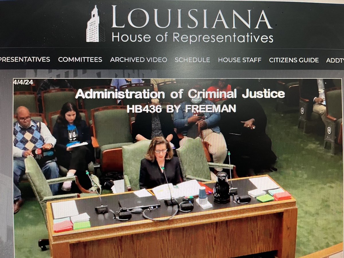 Happening now: CHLP's S. Mandisa Moore-O’Neal joins our partners at Louisiana Coalition on Criminalization & Health testifying before the House Criminal Justice Committee in Baton Rouge in support of HB436, a bill to modernize a state HIV criminal law. house.louisiana.gov/H_Video/HD/HCR6