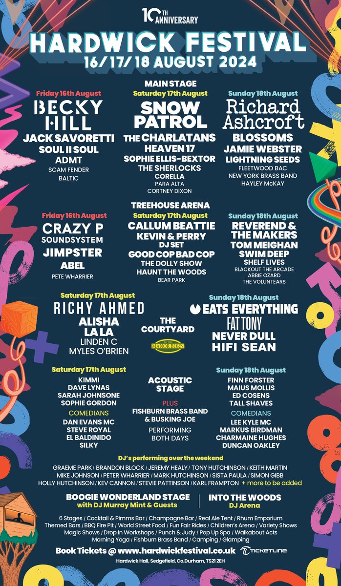 60+ incredible artists packed into one weekend of awesome live music to celebrate our 10th Anniversary! 💃🏻🕺🏻 🗓️16th, 17th & 18th August 2024 Spread the cost with our monthly payment plan🔥🎉 👉 bit.ly/HARDWICK2024