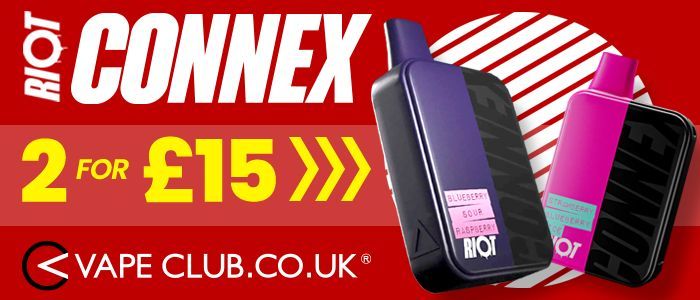 #DisposableVapes are the past! Devices like the #RiotConnex are the future!

Our great #VapeDeal means you can get 2 of the Riot Connex kits for only £15 over at @vapeclub plus deals on replacement pods!  

👉 bit.ly/3VMLK1g

#Vape #Vaping #Riot #Connex #DisposableVape