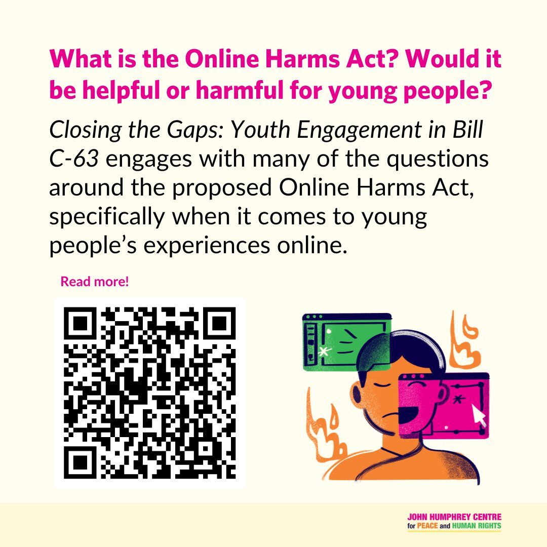 JHC’s Social Stride team has been engaging in vital dialogue to ensure young voices are heard at the highest levels of policy making with regards to the proposed Bill C-63 (the ‘Online Harms Act’). Explore more: Scan the QR code, or go to tinyurl.com/2s4dmhjn #BillC63 #JHC
