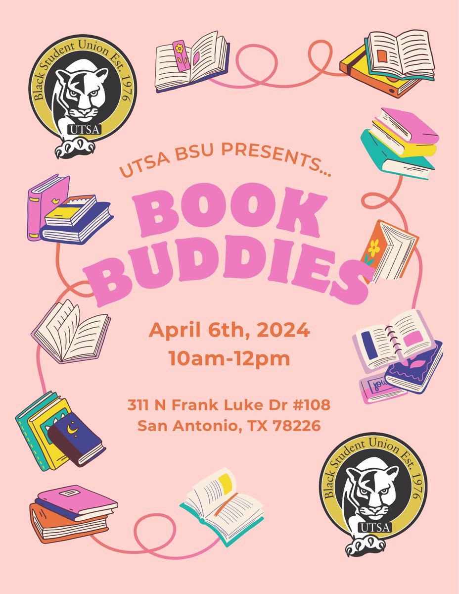Join BSU as we volunteer with SAISD on Saturday, April 6th, to help sort and clean books for kids within the school district! 📚🧠 For additional information please join our GroupMe. See you there!