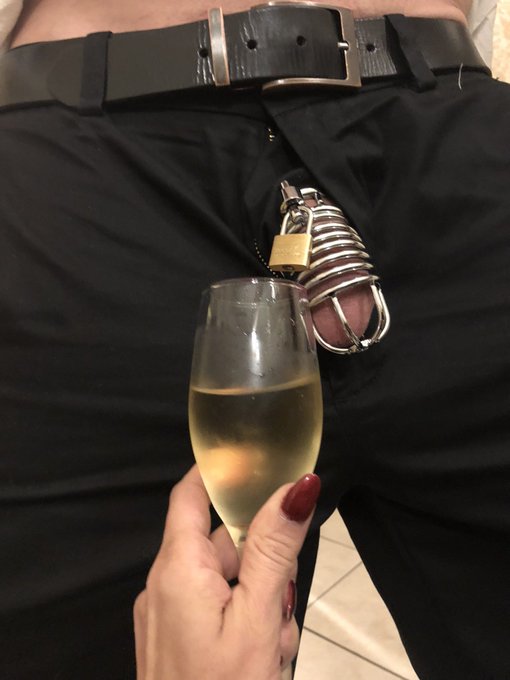 Cheers to me and my slave on our 10 year Femdom-iversary.  His unwavering devotion &amp; impeccable service