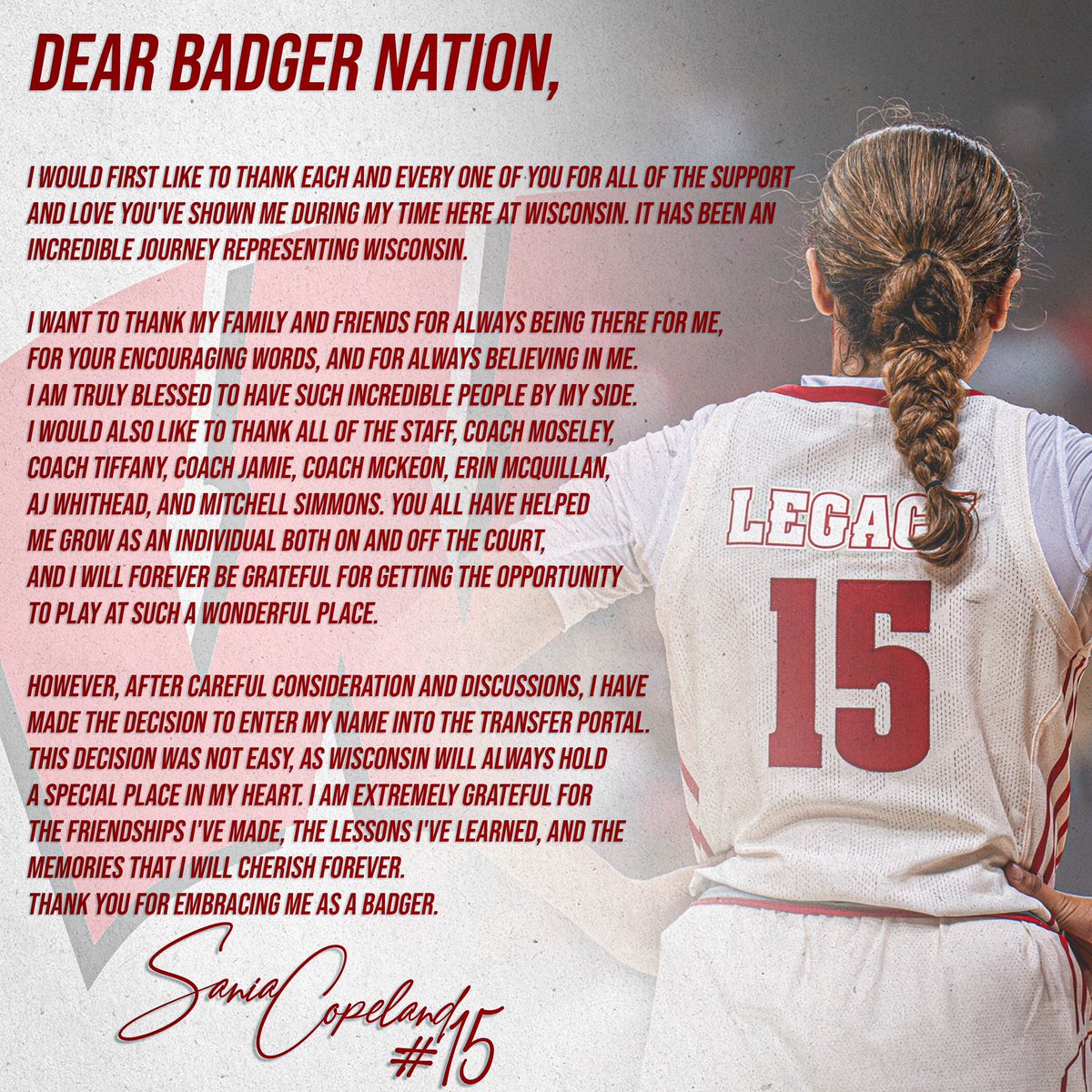 Thank you to everyone who has supported me throughout my time here at Wisconsin. I have nothing but love for this place❤️