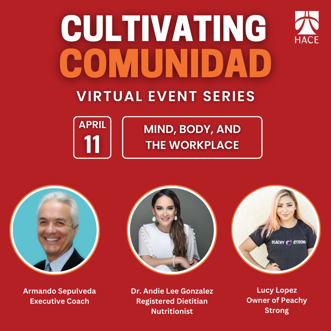 Join the HACE Familia for Cultivating Comunidad! 
Our speakers will share advice on how to cultivate a healthier work-life balance and how to integrate stress reduction techniques as a way to positively impact your daily routine.  
➡️Register here: hubs.la/Q02rdk4c0
