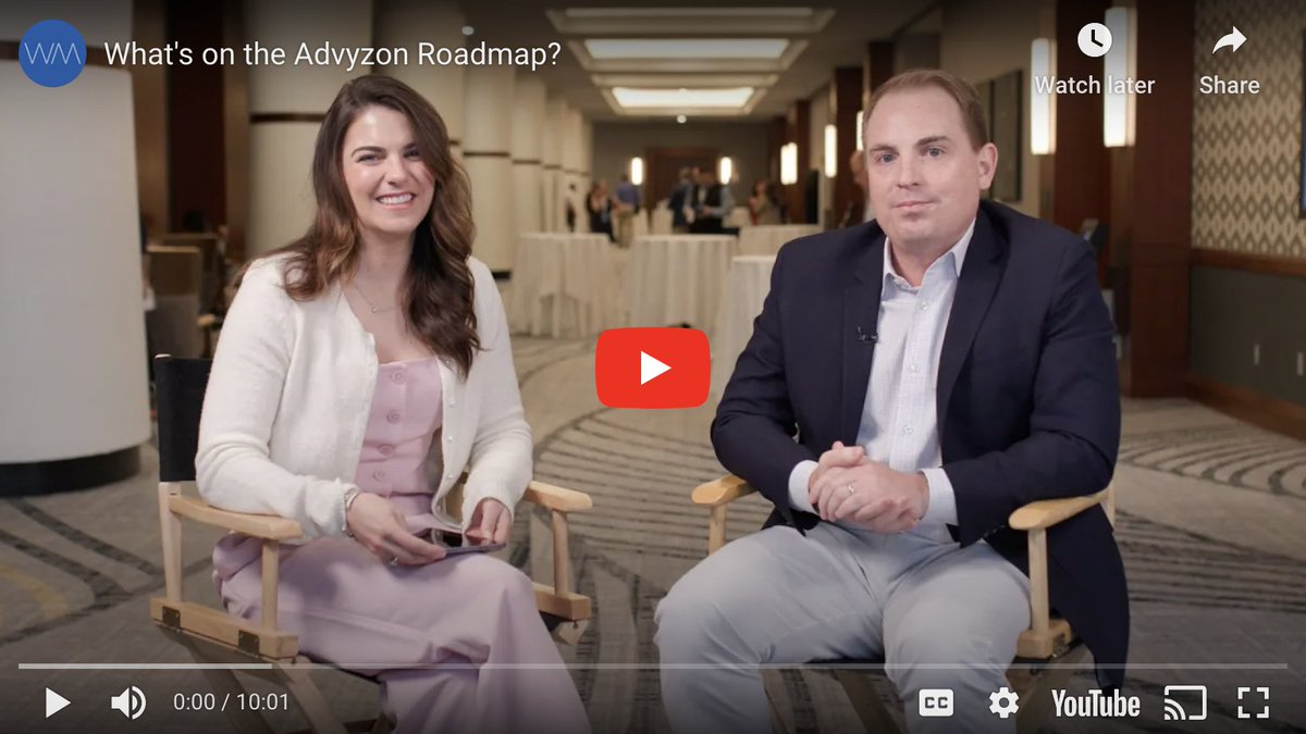 What’s on the @Advyzon roadmap? COO Dirk Pearson breaks down updates and features coming down the pike in 2024 with @ShannonRosic of @wealth_mgmt at the recent #AdvyzonConference. Watch here: wealthmanagement.com/technology/wha…