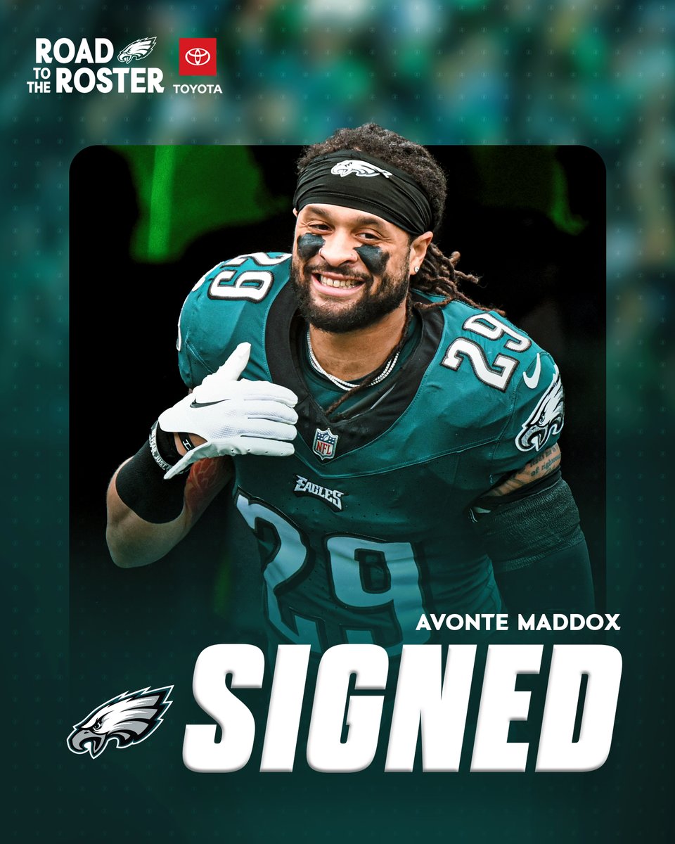 We've signed CB Avonte Maddox to a one-year deal. @Toyota | #FlyEaglesFly