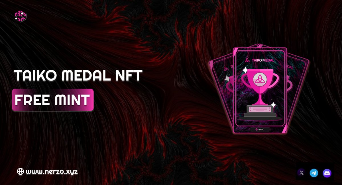 🚨LIMITED TIME NFT GIVEAWAY🚨 Don't miss out on this exclusive drop! ✨ , Claim your FREE TAIKO MEDAL NFT now🎁 Showing our Appreciation Towards Our Community! JOIN NOW 👉: nerzo.xyz & Score exclusive role on our Discord!🚀 Stay