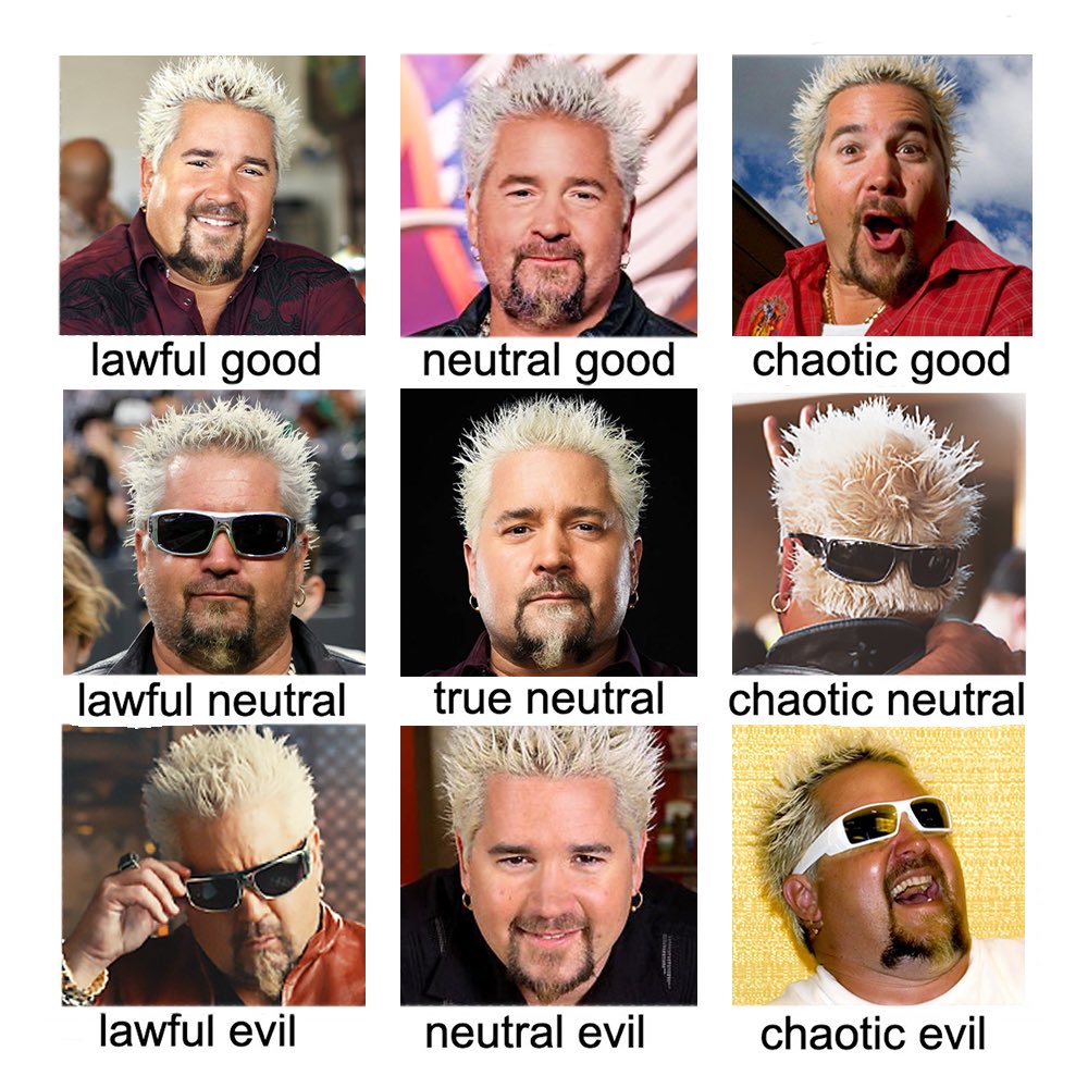 Which Guy are you today? #GuyFieri #Alignment #ChaoticNeutral #DnD