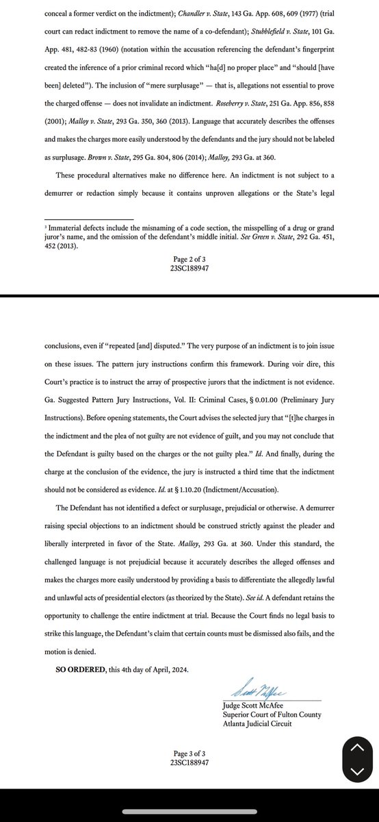 #breaking Judge McAfee denies former GA GOP Chair David Shafer’s motion asking the court to strike language related to “false” electors from the indictment @11AliveNews #gapol