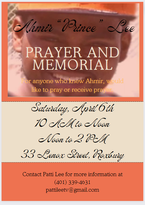 This Saturday💜 Let's honor and remember the life of Ahmir 'Prince' Lee as we pray or receive prayer.