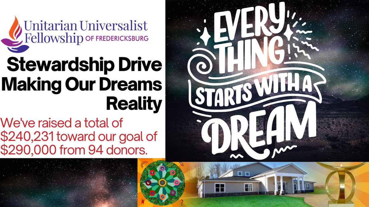 uuffxbg's tweet photo. The UUFF FY25 Stewardship Campaign is almost over and we've raised a total of $240,231 toward our goal of $290,000 from 94 donors.  If you have not pledged yet pledge online here: (https://t.co/lqY3tnHuqR…)] Paper pledge forms are in the foyer. Questions? contact Curt Swinburne. https://t.co/fWEbxYcIus
