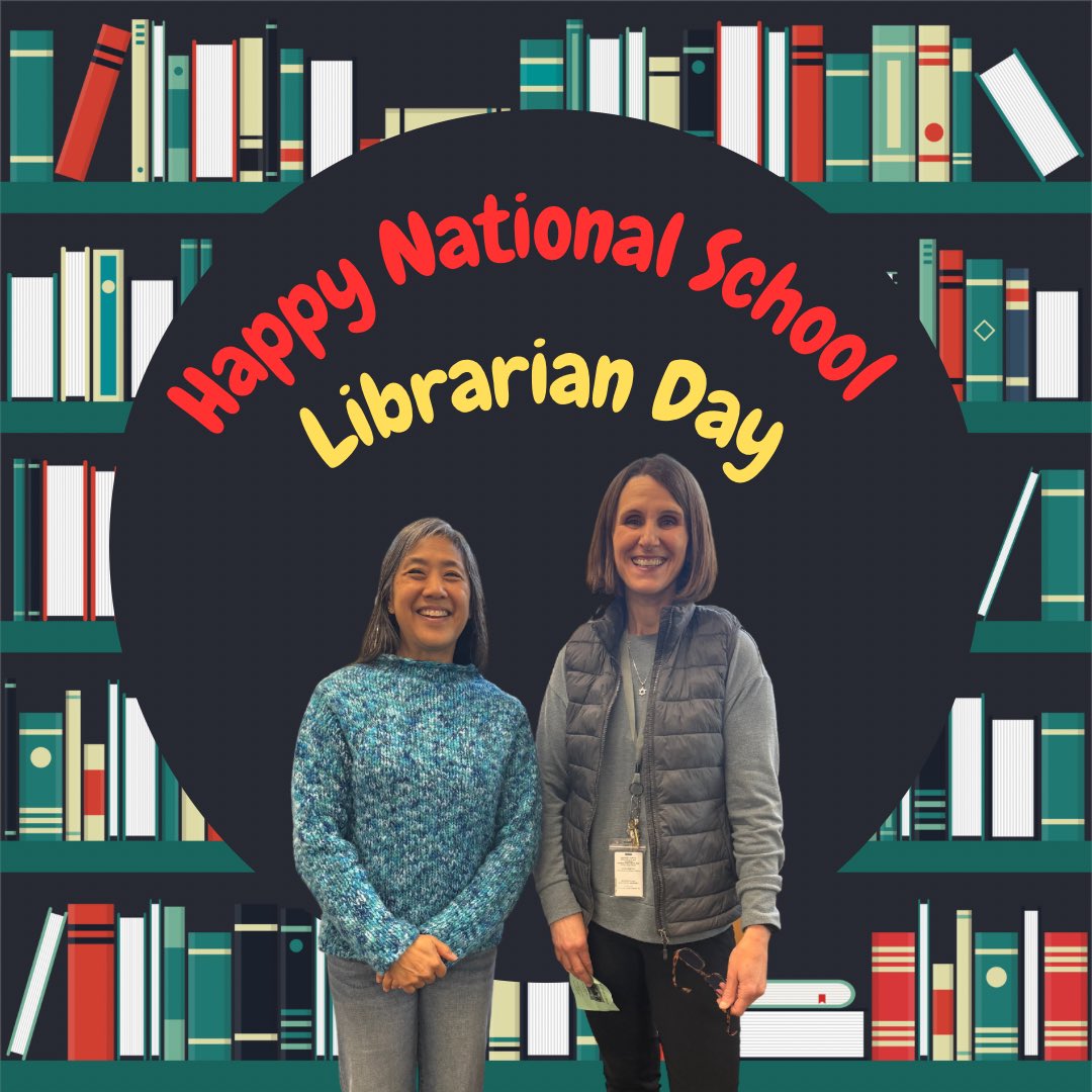 DHMiddleAPS's tweet photo. Happy National School Librarian Day – Mrs. Shanker &amp; Mrs. Tsai, Thank you for your dedication to our students and staff! You spend countless hours keeping the library organized, helping students find resources, promoting reading, and creating a motivating learning environment. https://t.co/2nx40YV6l0